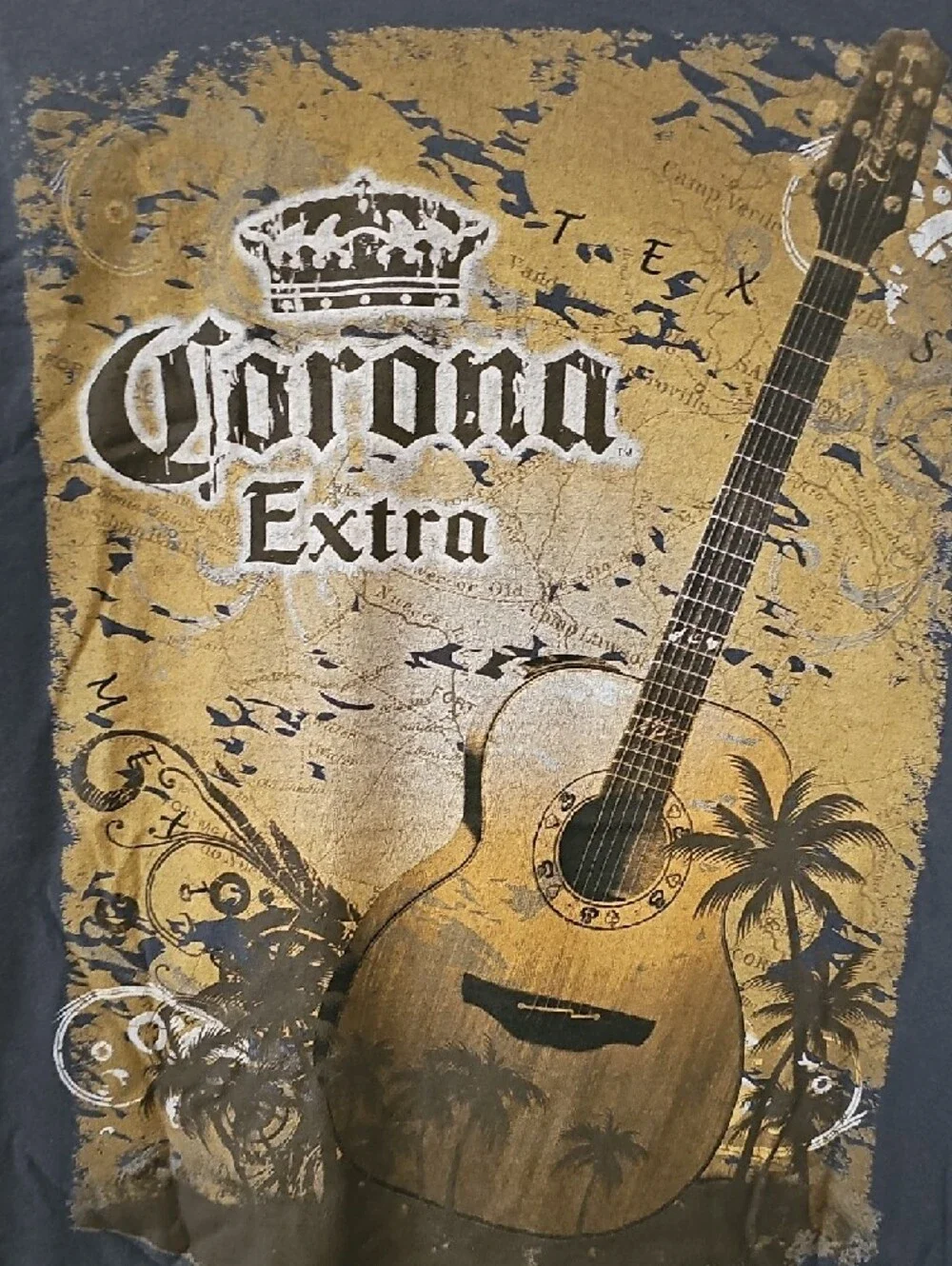 American Apparel Women's Gray Graphic Tee with Gold Guitar Print - Picture 4 of 4
